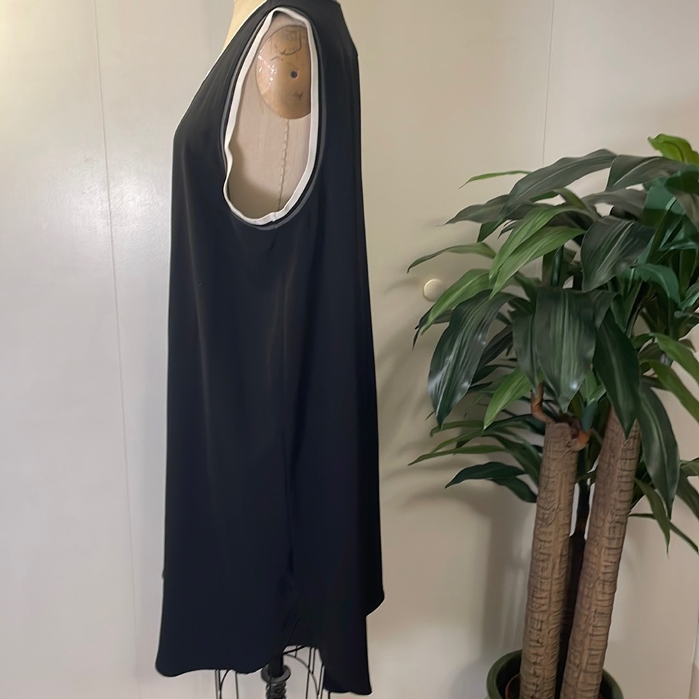 ABS sleeveless sheath dress in black with white trim - Picture 3 of 5